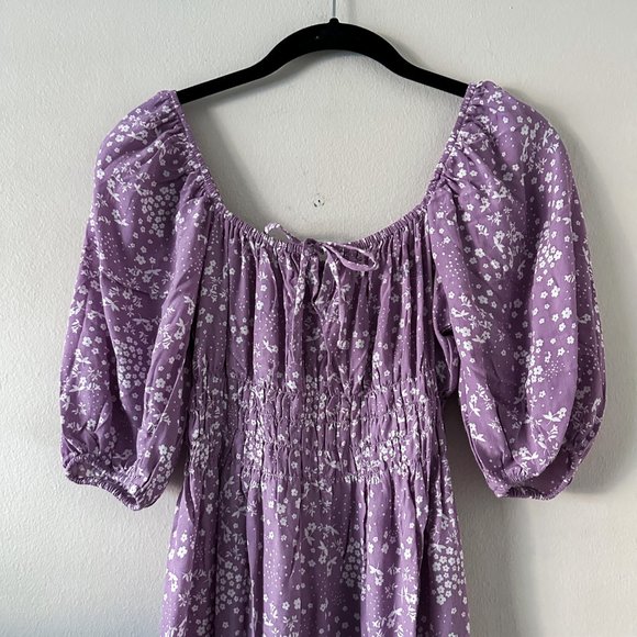 Faithfull the Brand Francis Mini Dress Stevie Floral Lavender Size US6 Medium - Picture 3 of 9